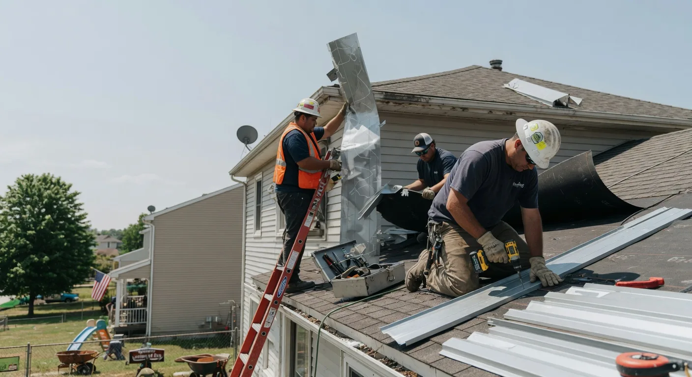 Storm Damage Metal Roof Repair in Urbana, IN
